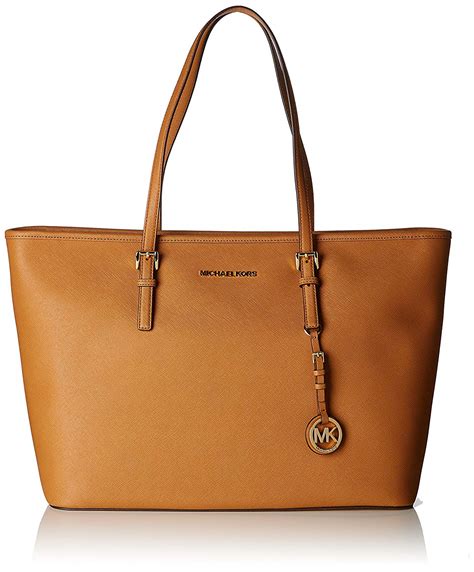 michael kors jet set travel top zip tote luggage|Michael Kors saffiano leather tote.